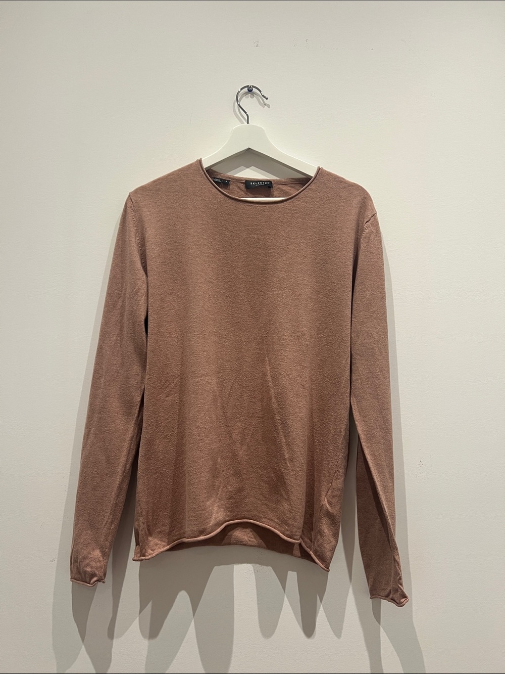 Selected Homme Cotton/Silk blend crewneck sweater - Dusty rose S